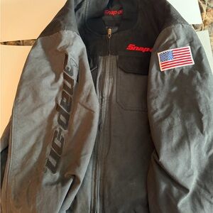 Snap On Gray Jacket with American Flag Patch